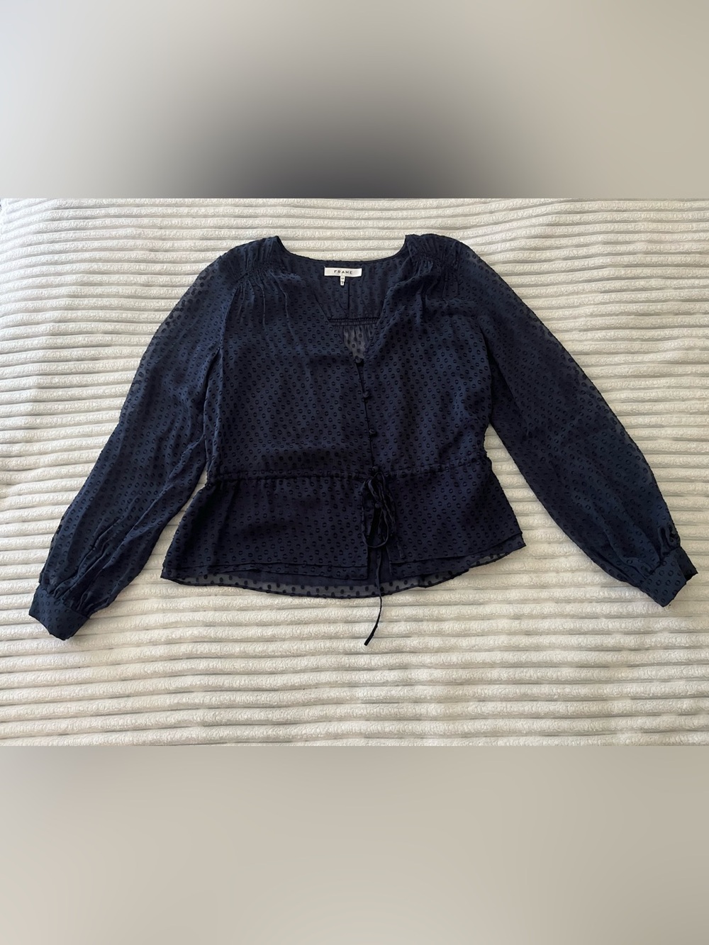 FRAME Sheer Polka Dot Blouse